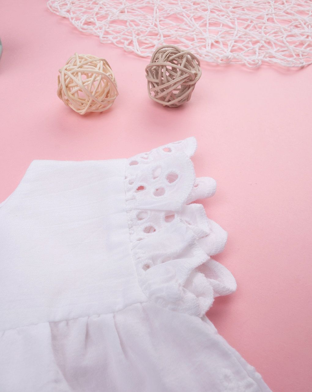 βρεφικό πουκάμισο λευκό δαντέλα sangallo για κορίτσι - Prénatal