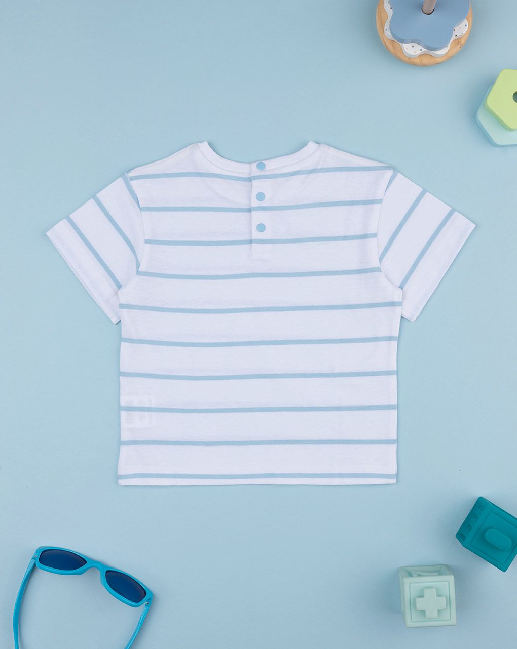 βρεφικό t-shirt λευκό ριγέ με δεινόσαυρο για αγόρι - Prénatal