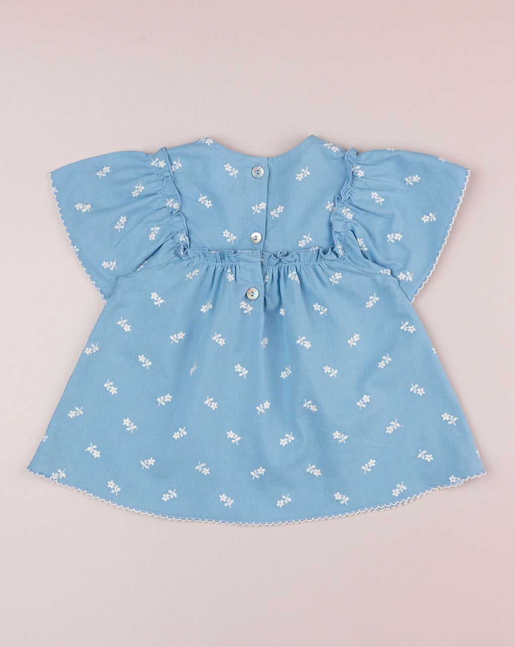 βρεφικό πουκάμισο γαλάζιο φλοράλ premium για κορίτσι - Prénatal