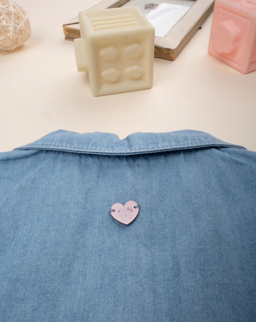 βρεφικό τζιν φόρεμα με δαντέλα sangallo για κορίτσι - Prénatal