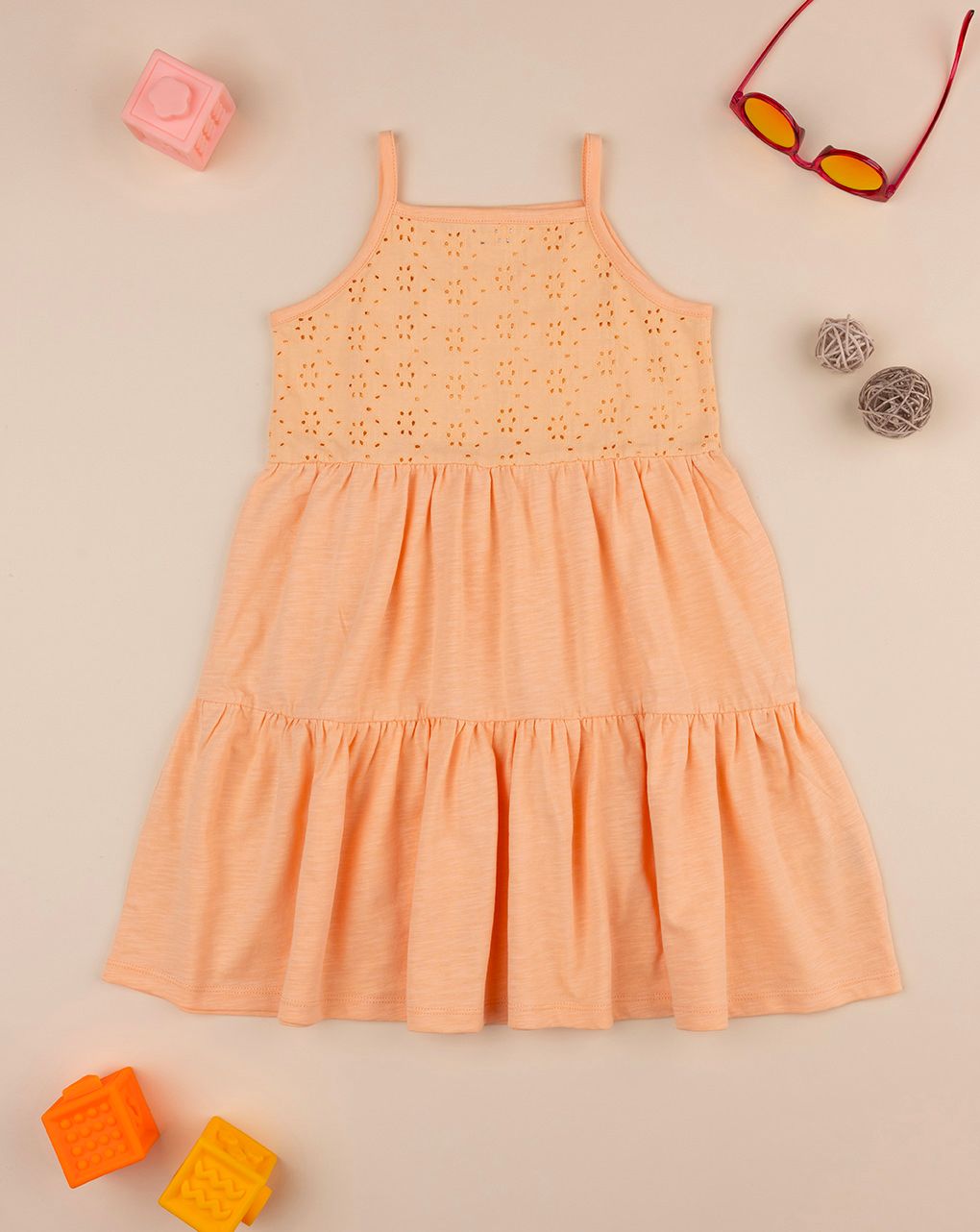 παιδικό φόρεμα πορτοκαλί sangallo για κορίτσι