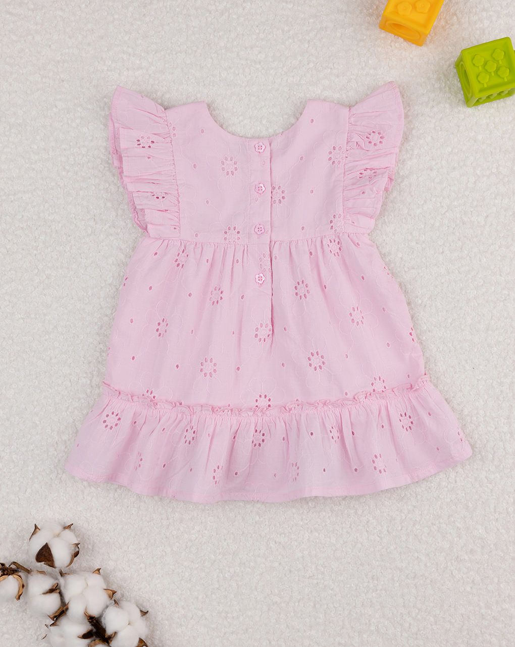 βρεφικό φόρεμα ροζ δαντέλα sangallo για κορίτσι - Prénatal