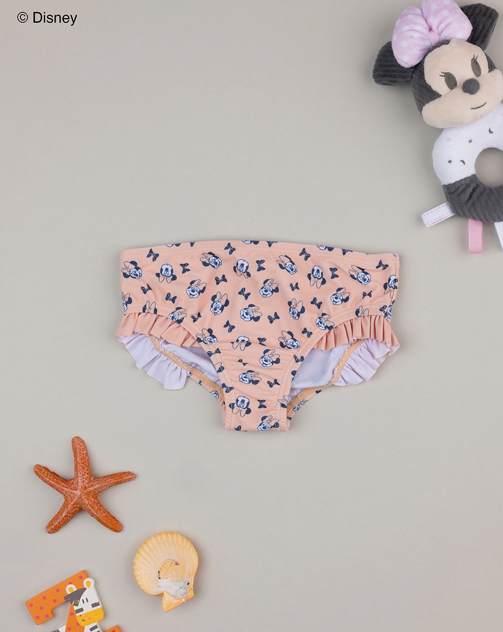 βρεφικό μαγιό σλιπ σομόν minnie για κορίτσι