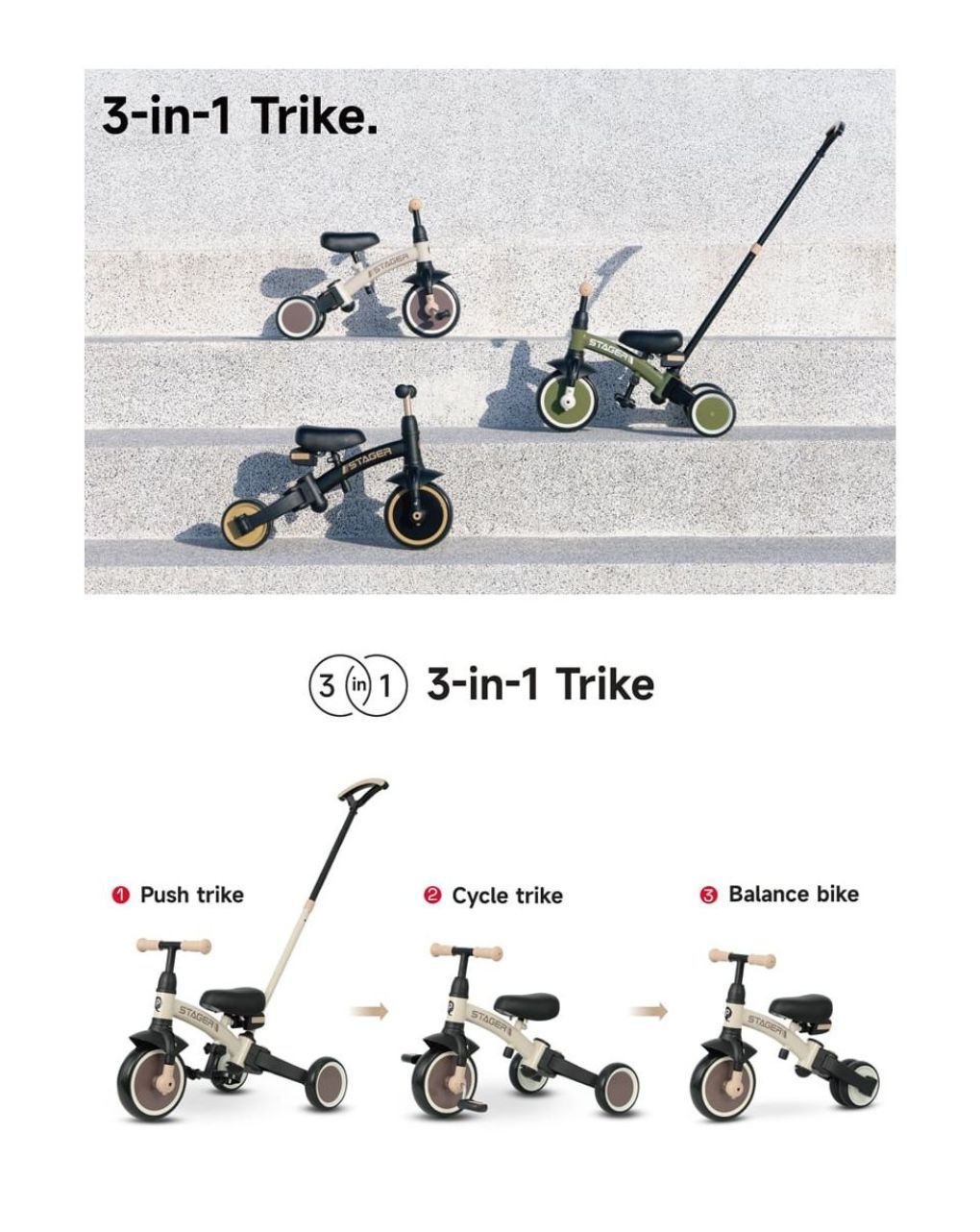 Qplay ποδήλατο τρίκυκλο stager 3in1 silver 01-1212075-04 - QPLAY
