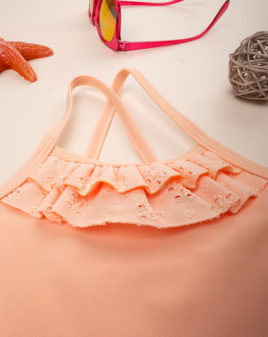 βρεφικό ολόσωμο μαγιό πορτοκαλί sangallo για κορίτσι - Prénatal