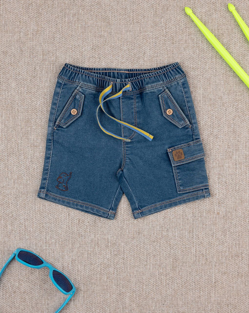 βρεφική τζιν βερμούδα με ελέφαντα για αγόρι