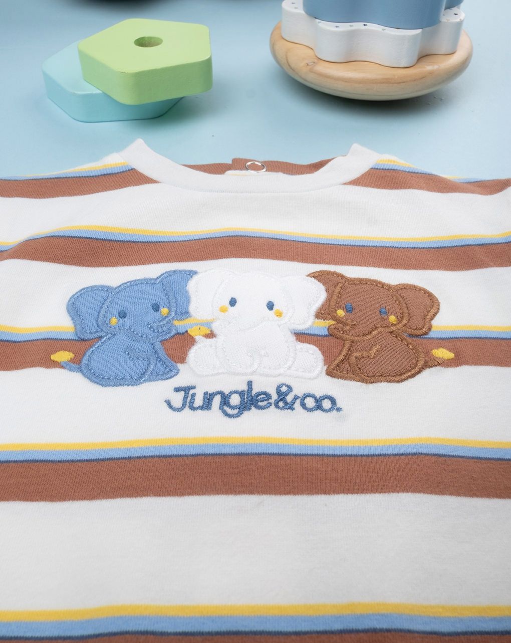 βρεφικό φορμάκι λευκό ριγέ safari για αγόρι - Prénatal