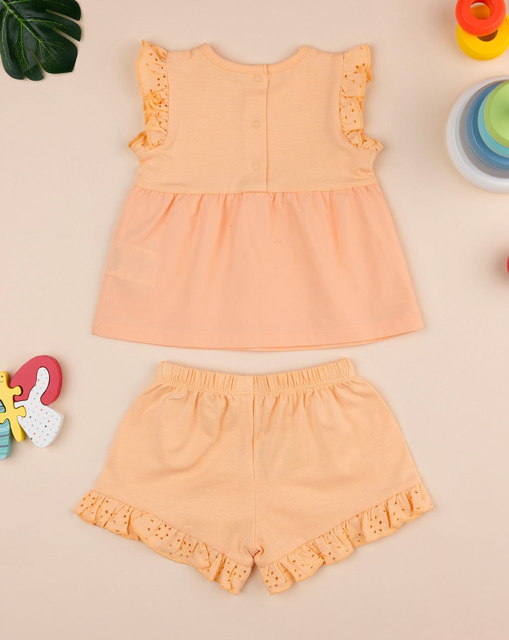 βρεφικό σετ μπλούζα και σορτσάκι πορτοκαλί για κορίτσι - Prénatal