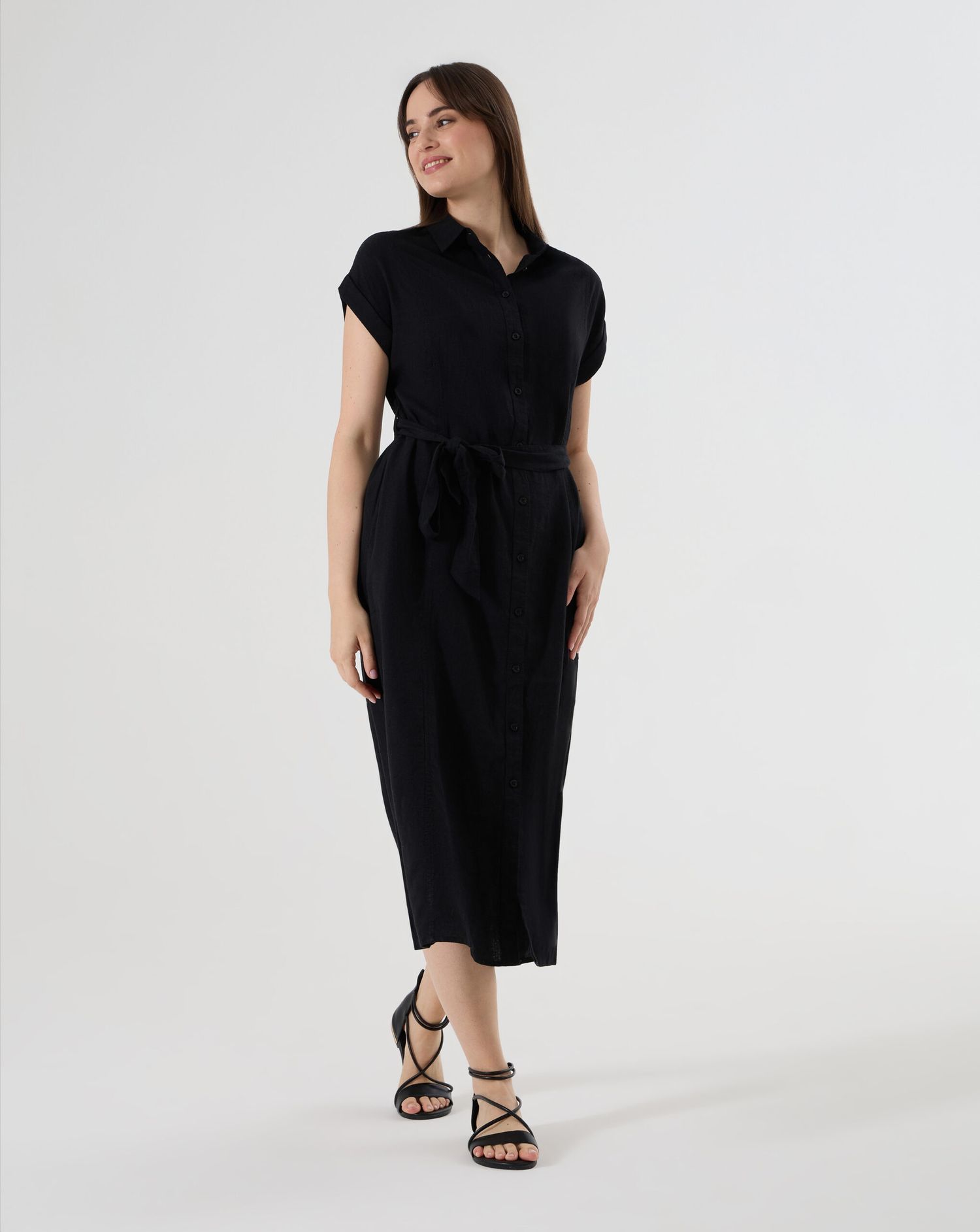 γυναικείο φόρεμα chemisier εγκυμοσύνης/θηλασμού μαύρο - Prénatal