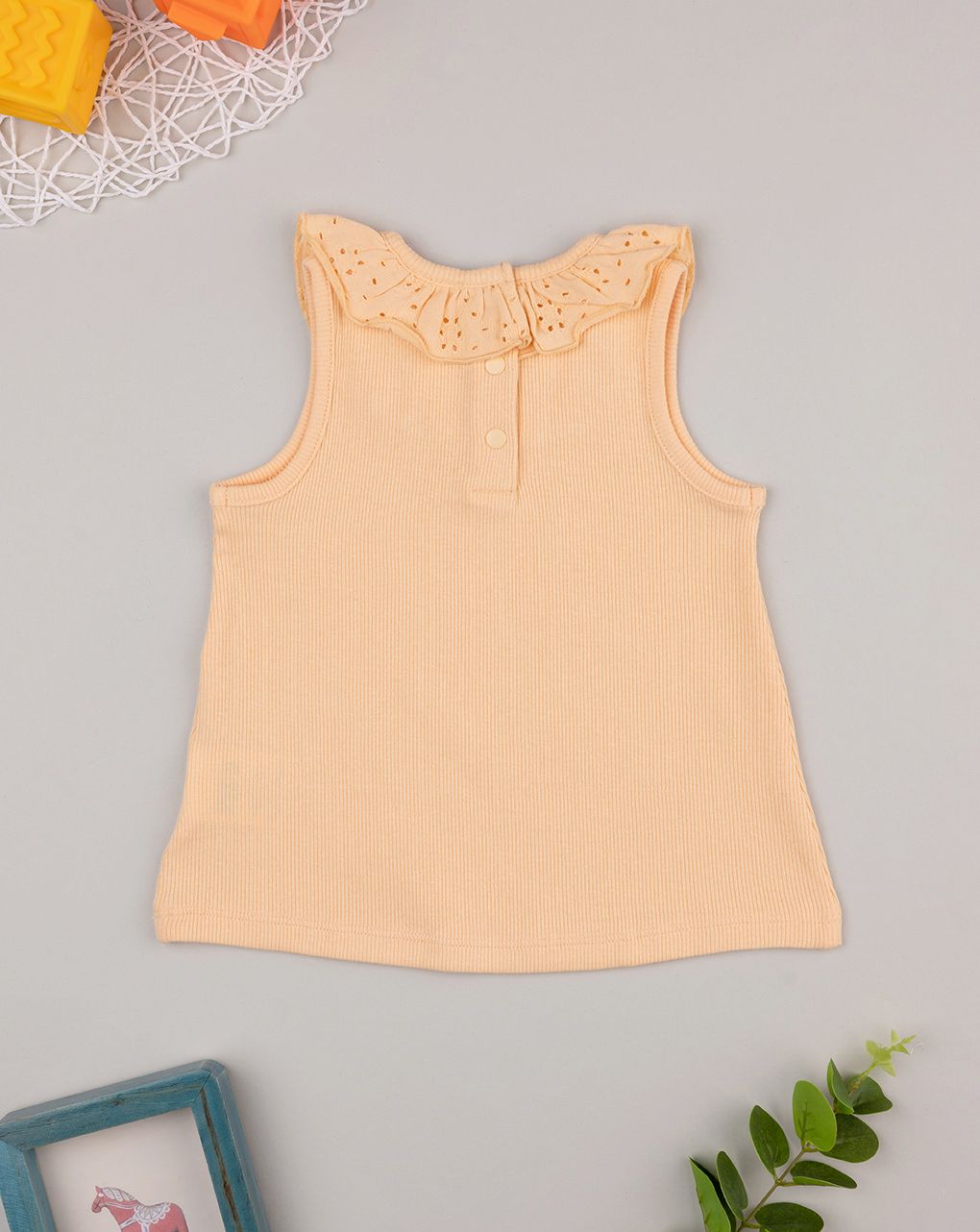βρεφική αμάνικη μπλούζα ριμπ πορτοκαλί sangallo για κορίτσι - Prénatal