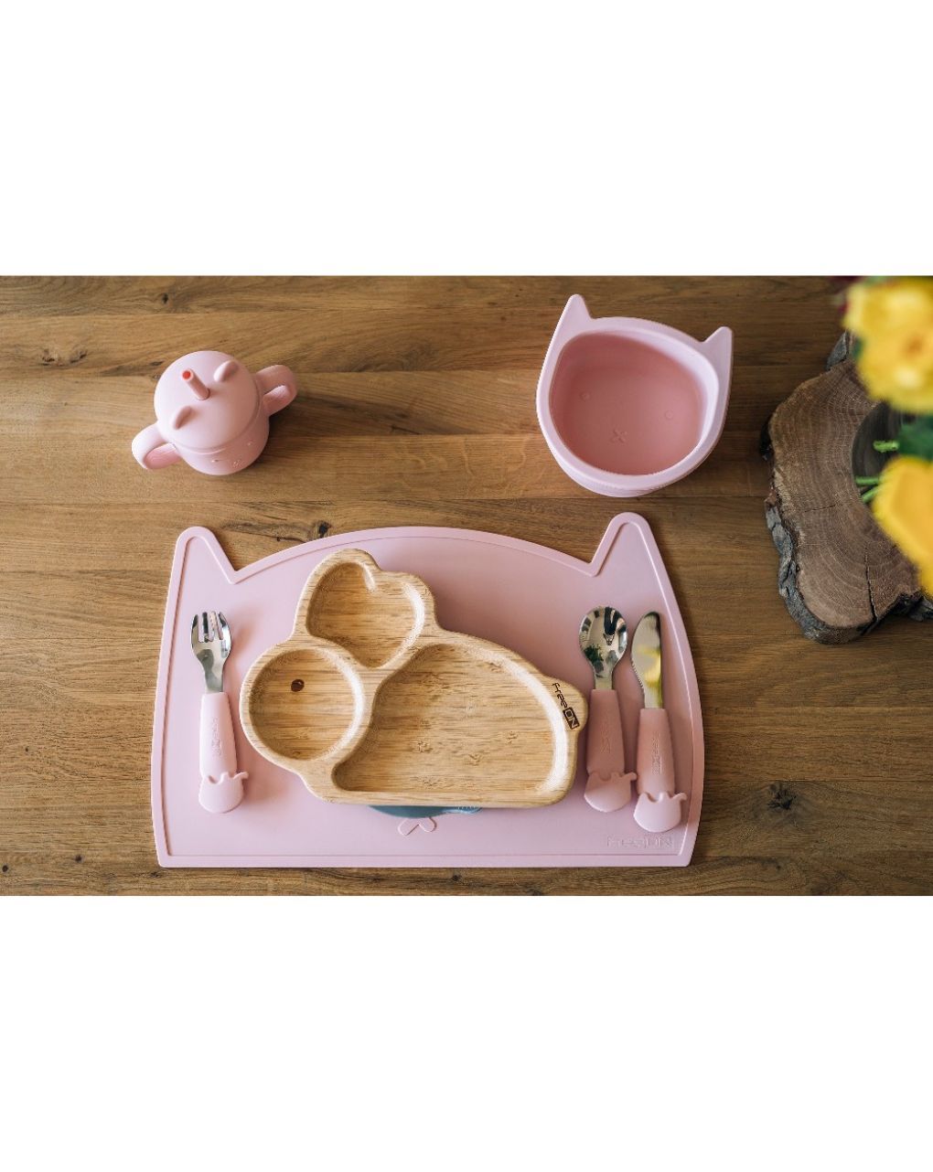 Freeon πιάτο bamboo με χωρίσματα και αντιολισθητική βεντούζα bunny 46415 - Freeon