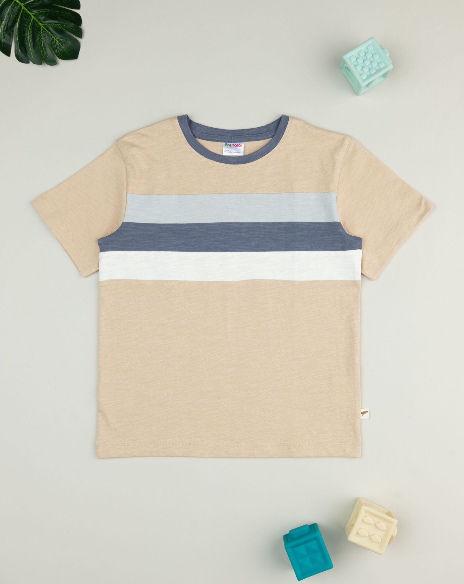 παιδικό t-shirt μπεζ ριγέ για αγόρι - Prénatal