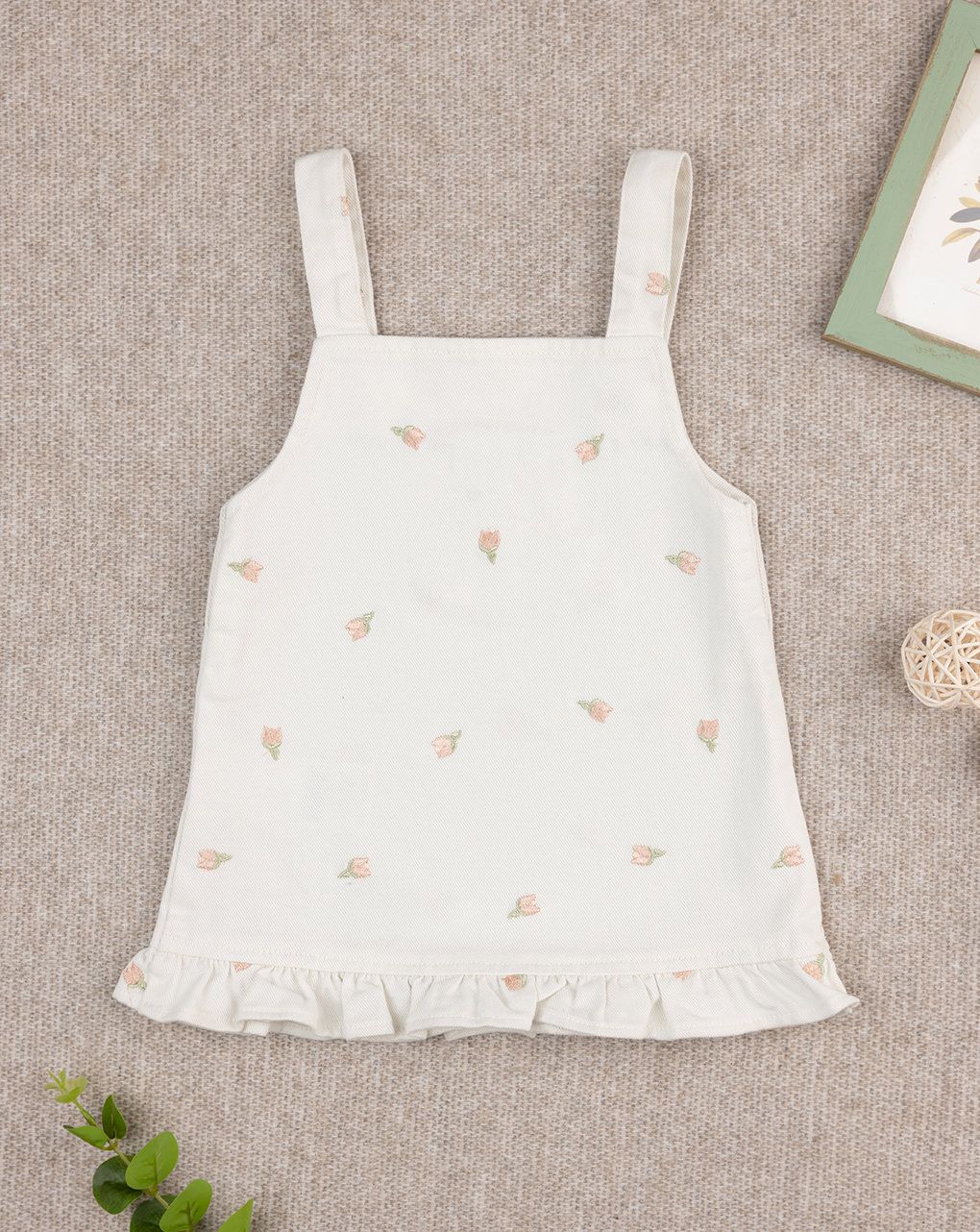 βρεφική σαλοπέτα λευκή με τουλίπες για κορίτσι - Prénatal