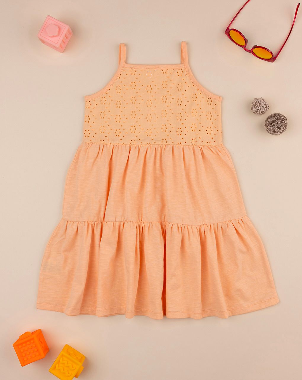 παιδικό φόρεμα πορτοκαλί sangallo για κορίτσι - Prénatal
