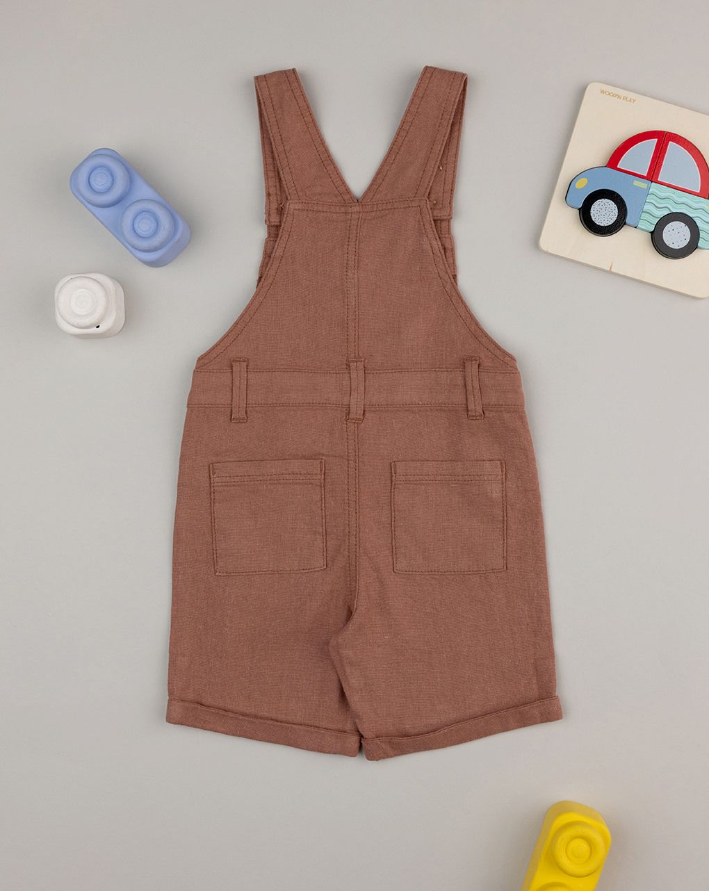 βρεφική σαλοπέτα λινή καφέ savana για αγόρι - Prénatal