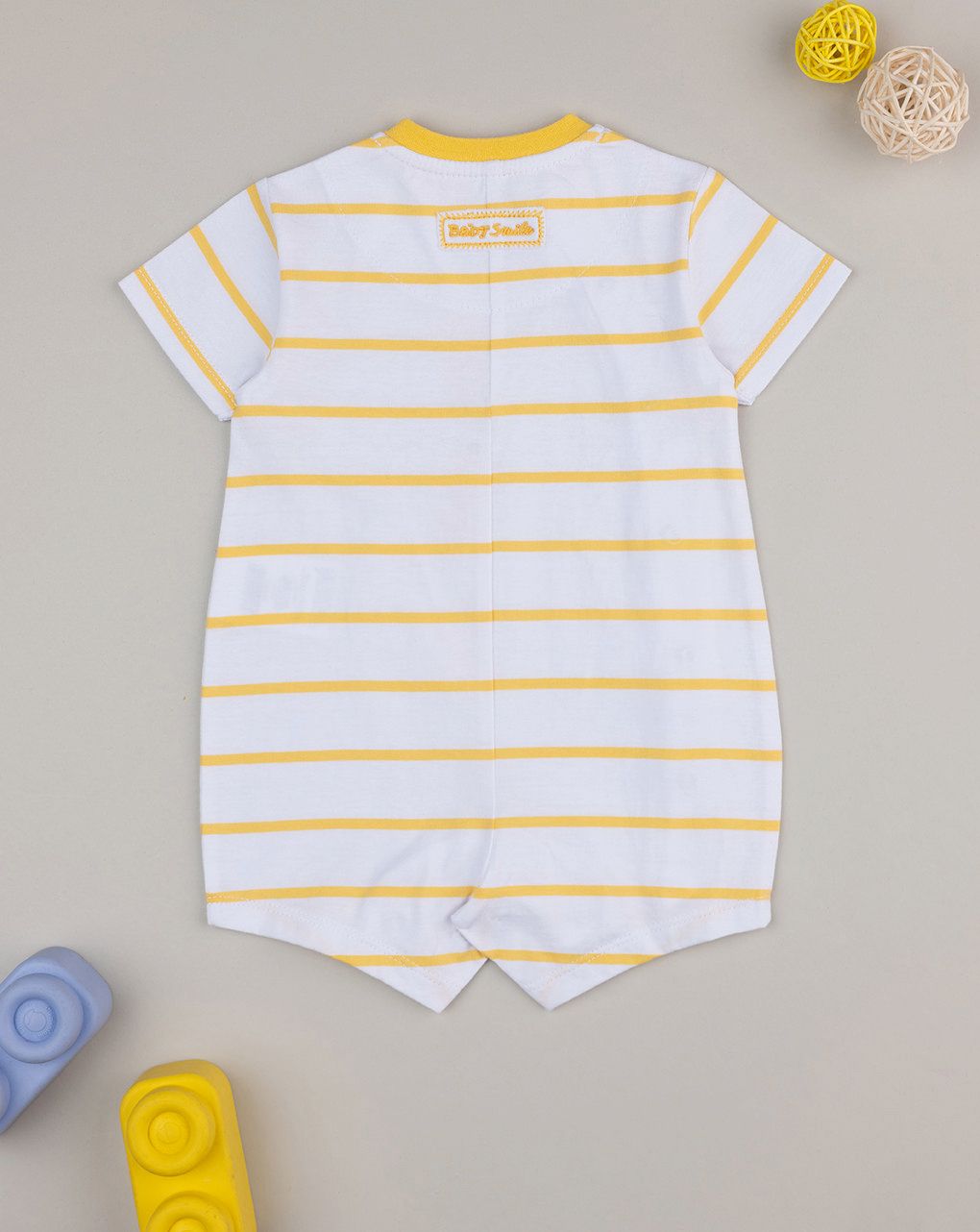 βρεφικό φορμάκι ριγέ κίτρινο baby smile unisex - Prénatal
