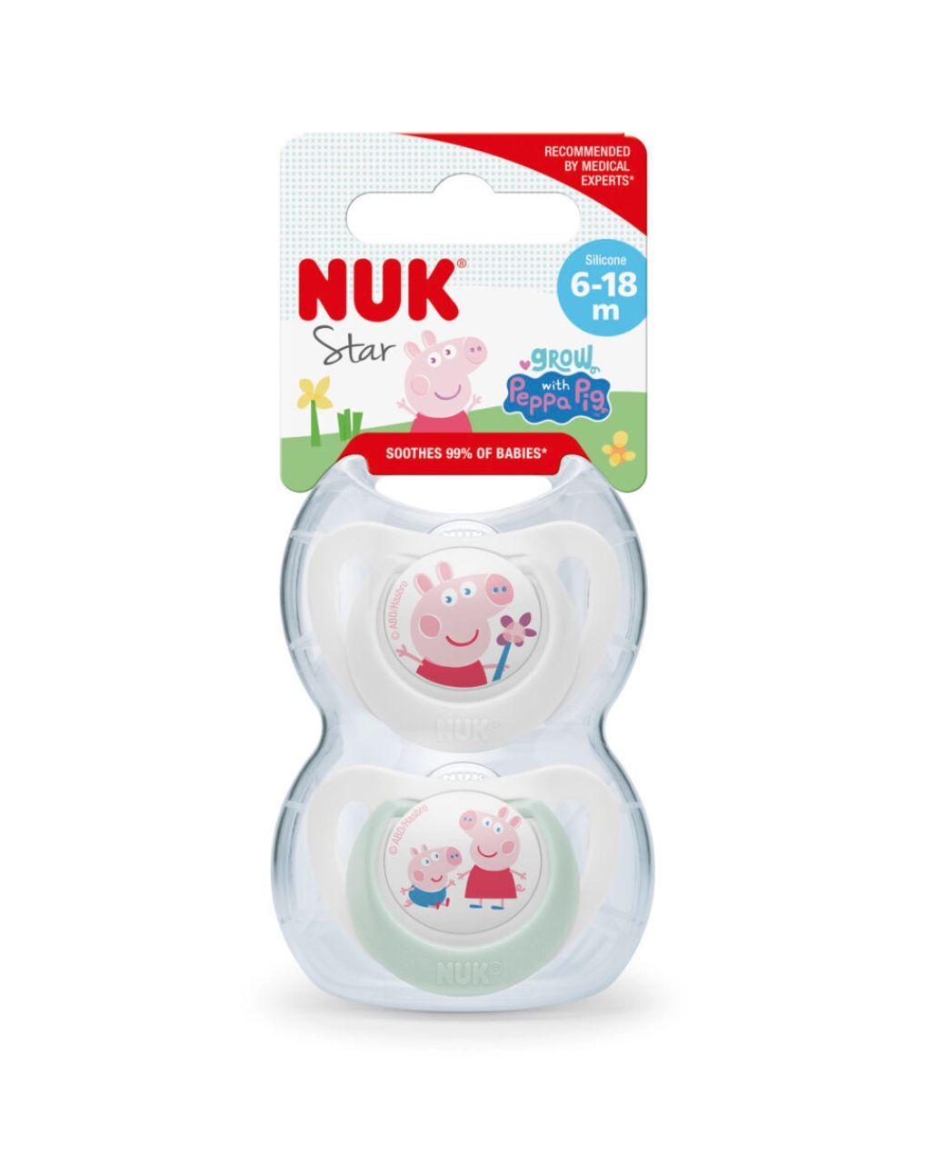 Nuk πιπίλα σιλικόνης star 2τμχ 6-18m peppa pig 10176335 - Nuk