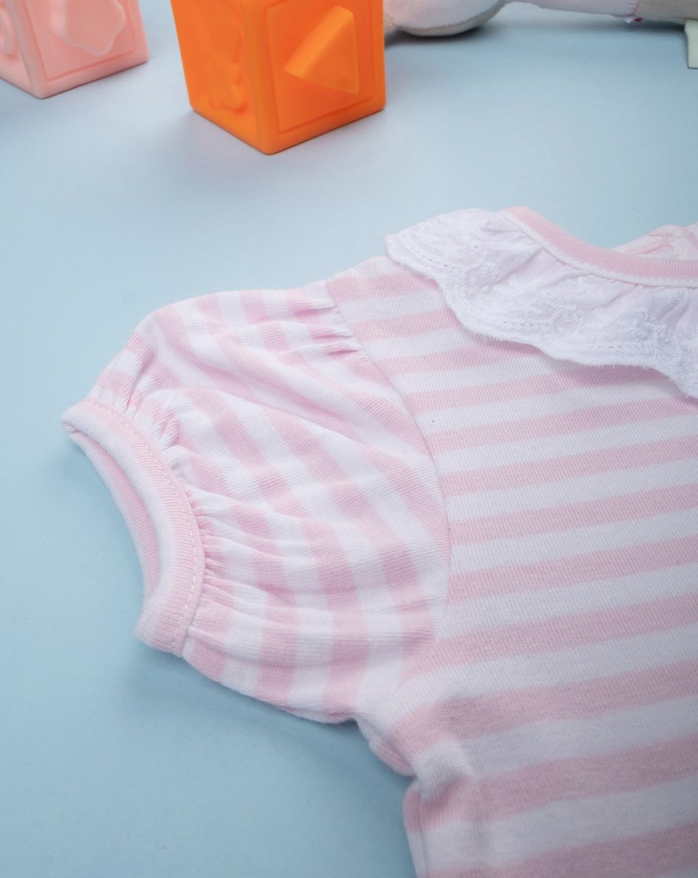 βρεφικό κορμάκι ριγέ ροζ/λευκό sangallo για κορίτσι - Prénatal