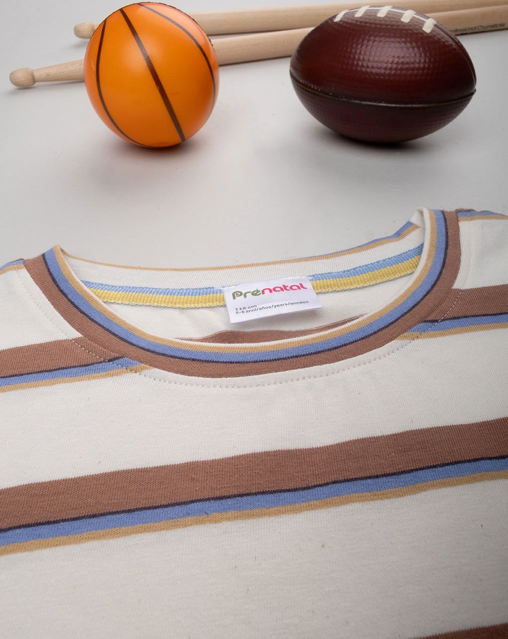 παιδικό t-shirt μπεζ ριγέ με λιοντάρι για αγόρι - Prénatal