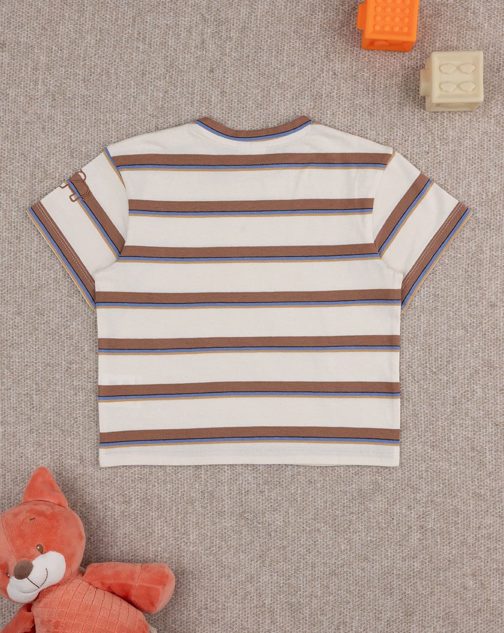 βρεφικό t-shirt μπεζ ριγέ με ελέφαντα για αγόρι - Prénatal