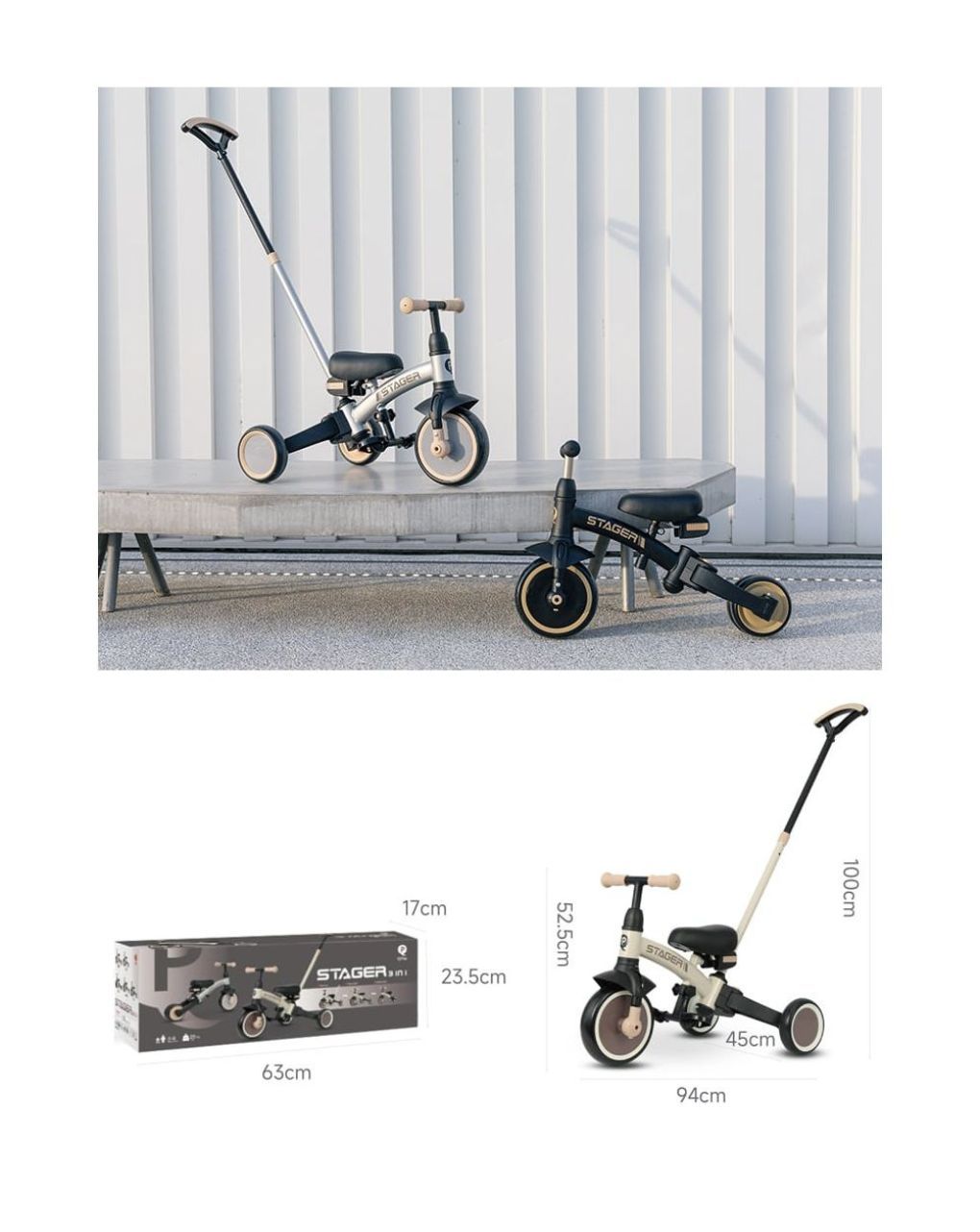 Qplay ποδήλατο τρίκυκλο stager 3in1 silver 01-1212075-04 - QPLAY