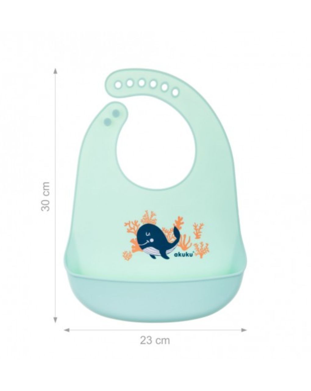 Akuku σαλιάρα σιλικόνης 6m+ whale a0505 - Akuku