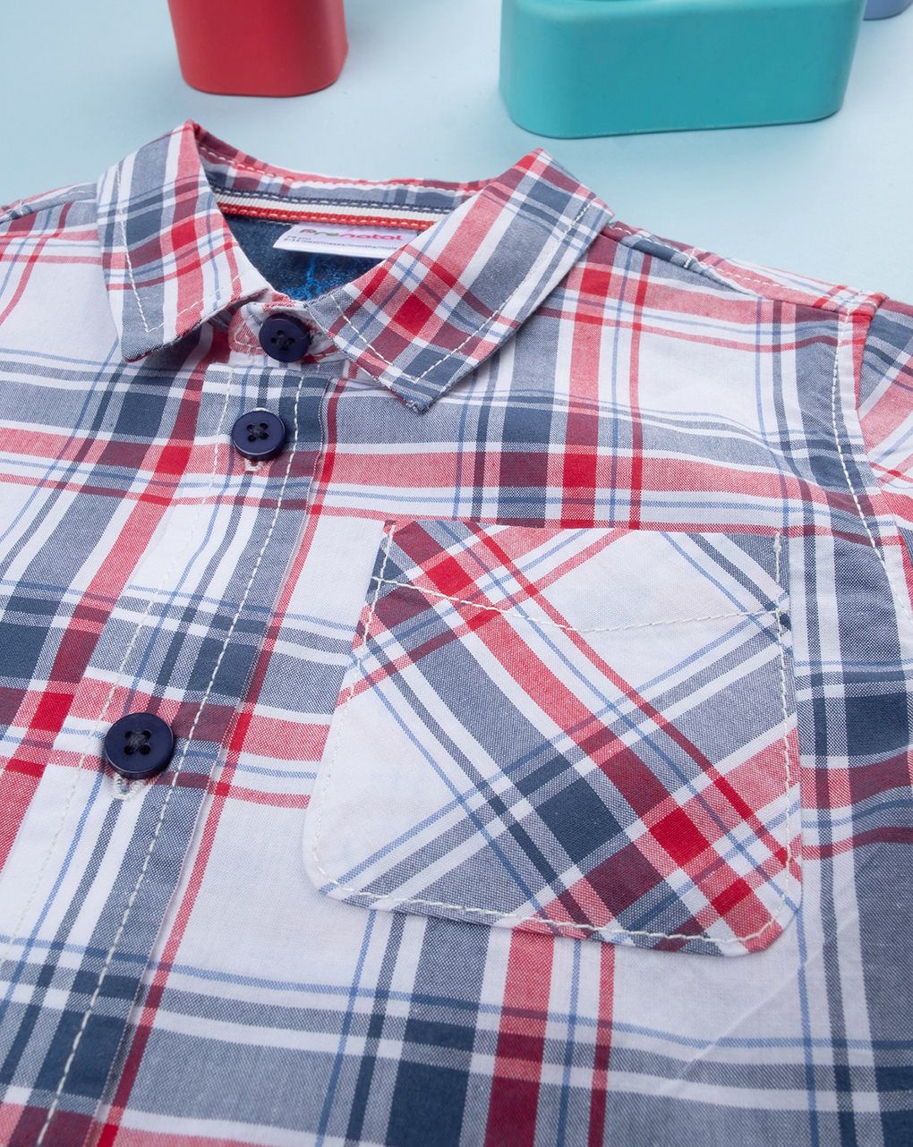 βρεφικό πουκάμισο καρό μπλε/κόκκινο για αγόρι - Prénatal