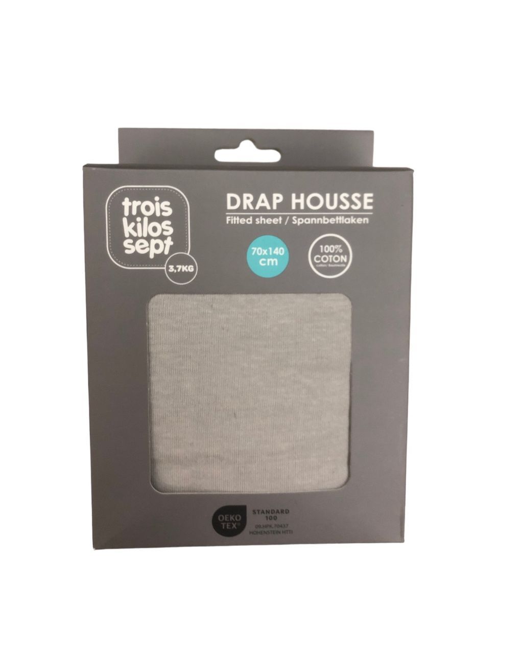 Trois kilos sept κατωσέντονο με λάστιχο jersey γκρι 100% βαμβάκι 70x140 55-8161003 - TROIS KILOS SEPT