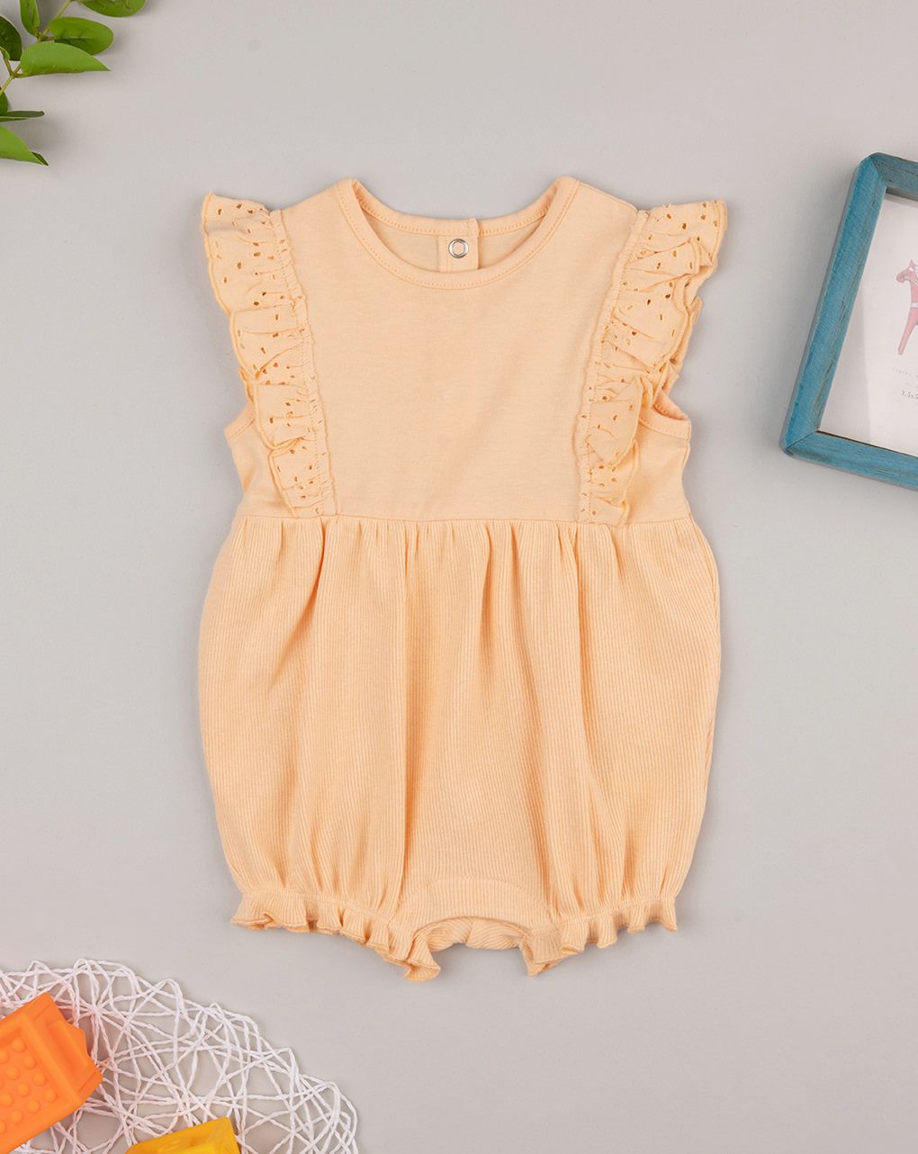 βρεφικό φορμάκι πορτοκαλί ριμπ για κορίτσι - Prénatal