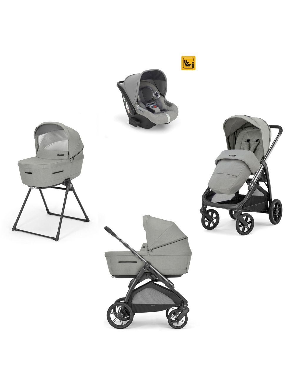 Inglesina καρότσι aptica quattro system with darwin infant satin grey με σκελετό litio black