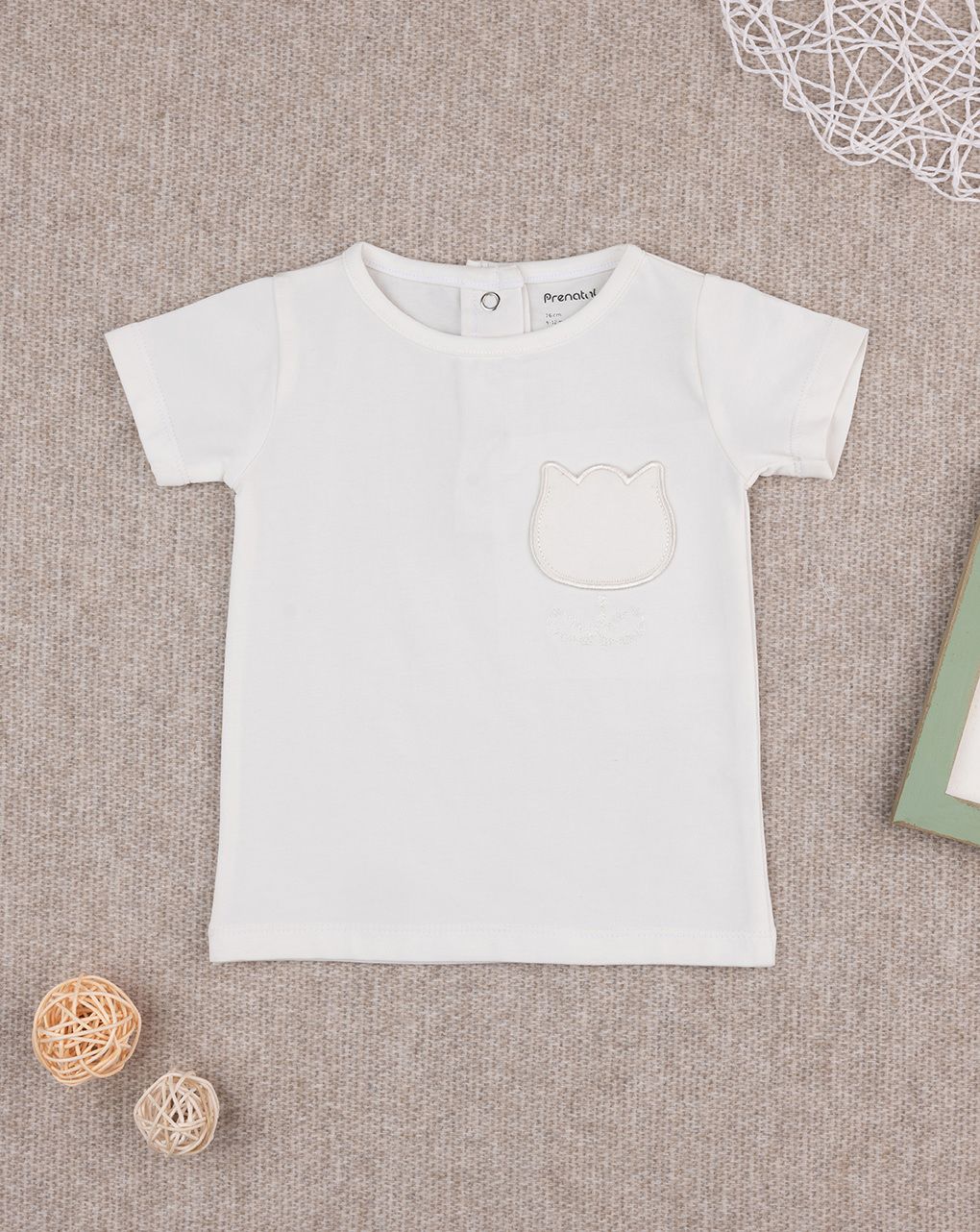 βρεφικό t-shirt λευκό με λουλούδι για κορίτσι - Prénatal