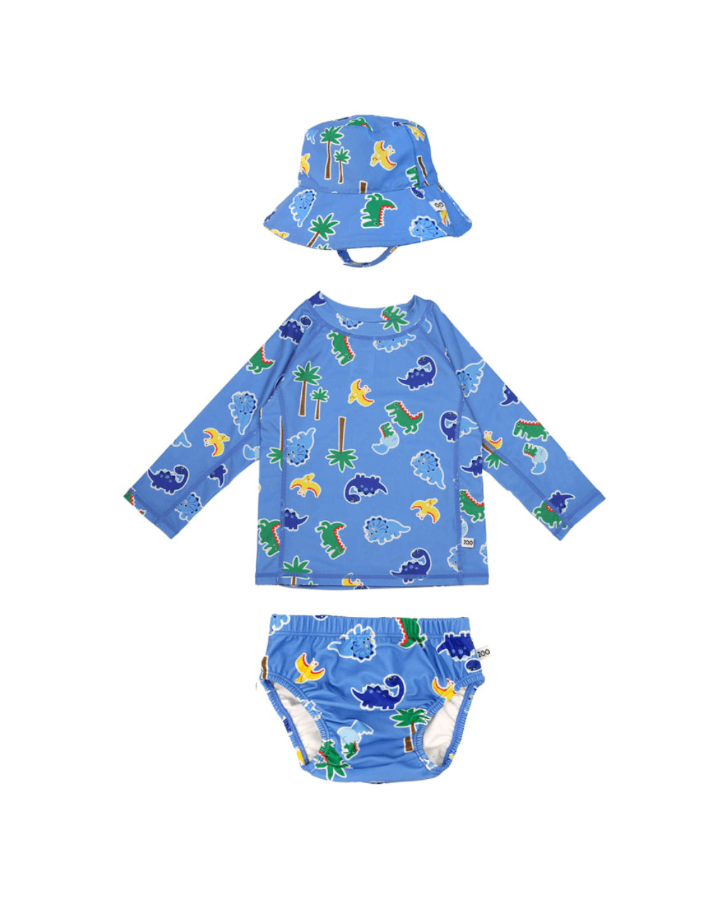 Zoocchini σετ uv μαγιό πάνα, bucket καπέλο & μπλούζα devin the dino & friends zoo16013 - Zoocchini