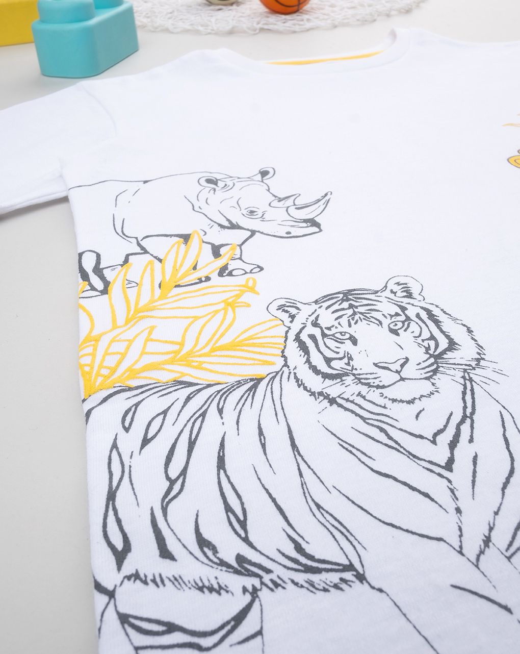 παιδικό t-shirt λευκό/κίτρινο savana για αγόρι - Prénatal