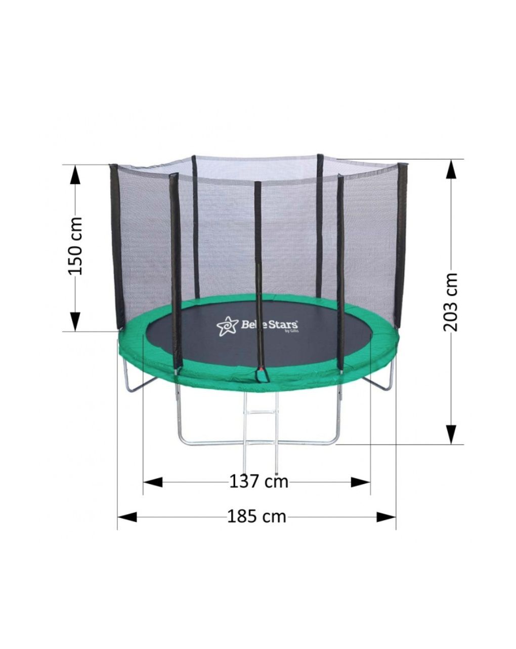 Bebe stars τραμπολίνο με δίχτυ 185cm green 646-174 - Bebe Stars
