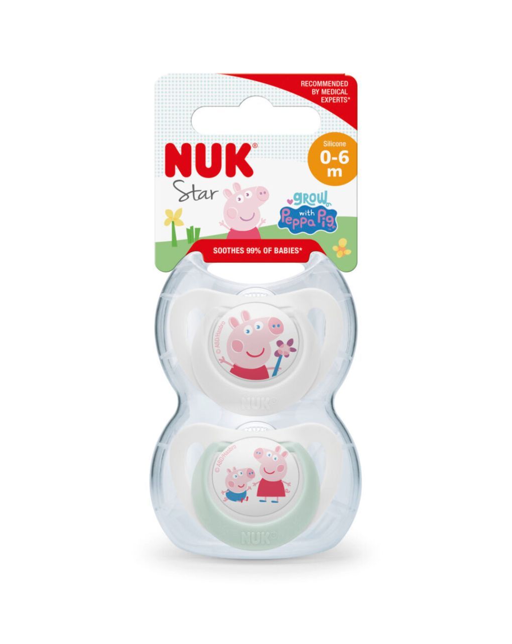 Nuk πιπίλα σιλικόνης star 2τμχ 0-6m peppa pig 10175333 - Nuk
