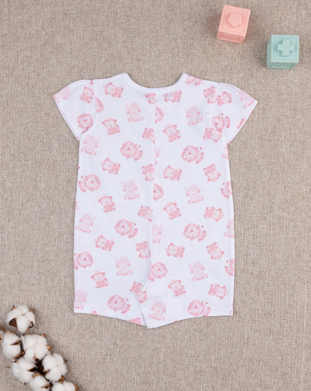 βρεφική ολόσωμη πιτζάμα λευκή με ζωάκια για κορίτσι - Prénatal