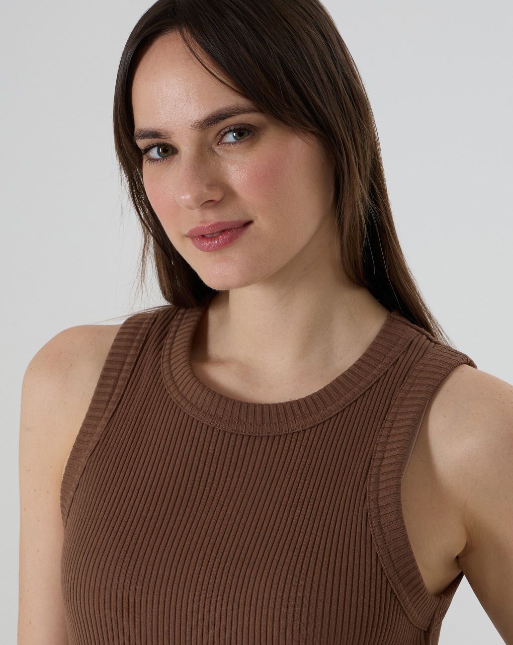 γυναικείο φόρεμα εγκυμοσύνης καφέ ριμπ - Prénatal