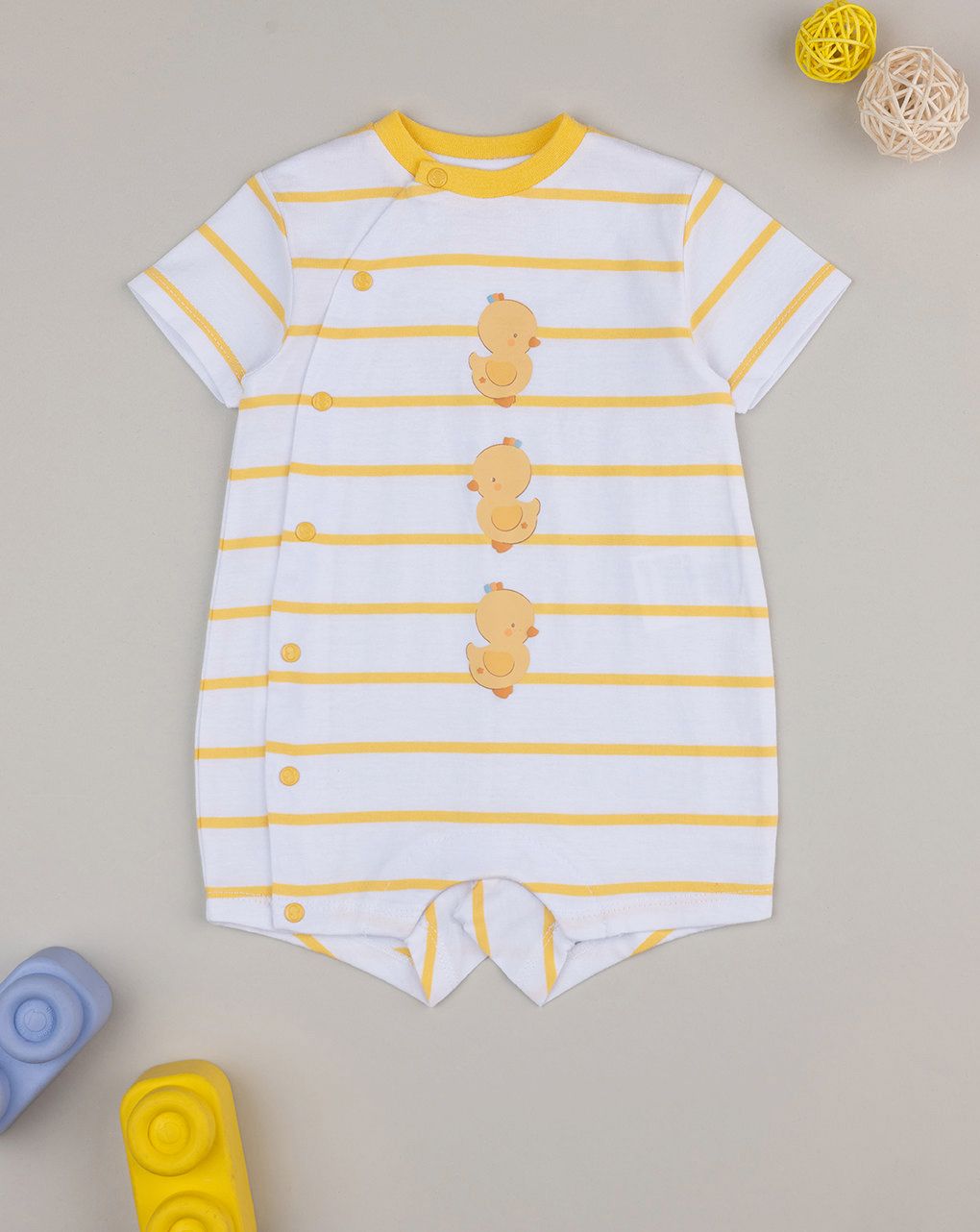 βρεφικό φορμάκι ριγέ κίτρινο baby smile unisex - Prénatal