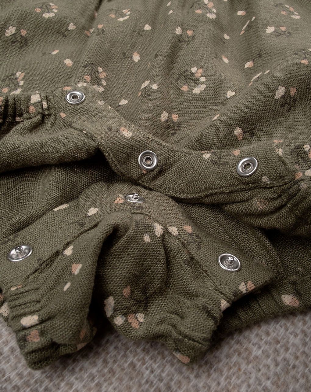 βρεφικό φορμάκι χακί/λευκό φλοράλ για κορίτσι - Prénatal