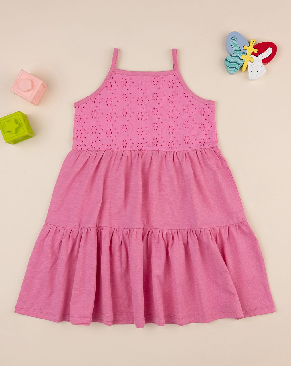 παιδικό φόρεμα ροζ sangallo για κορίτσι