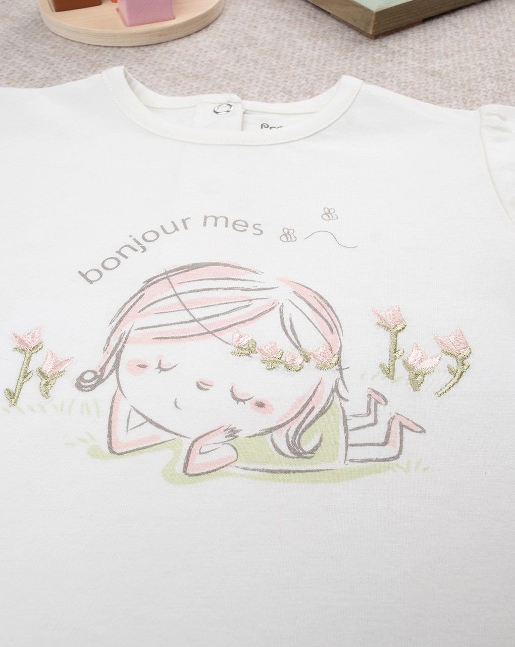 βρεφικό t-shirt λευκό bonjour για κορίτσι - Prénatal