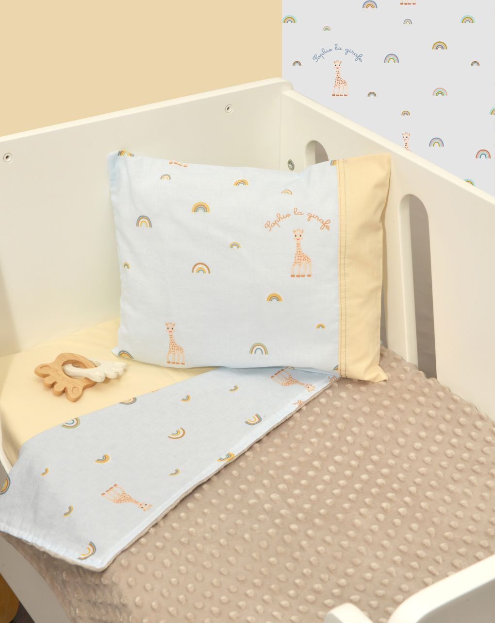 Sophie la girafe κουβέρτα λίκνου διπλής όψης minky σχέδιο 504 46-6725/504 - SOPHIE LA GIRAFE
