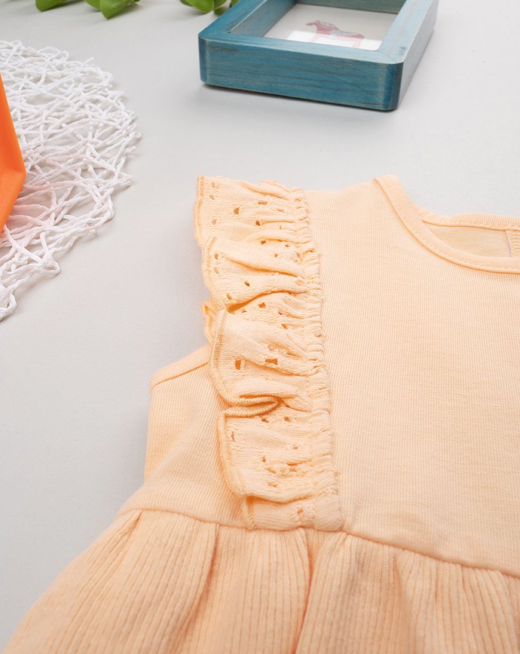 βρεφικό φορμάκι πορτοκαλί ριμπ για κορίτσι - Prénatal