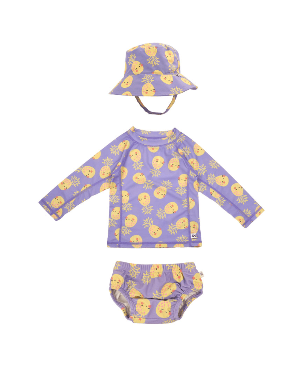 Zoocchini σετ uv μαγιό πάνα, bucket καπέλο & μπλούζα pineapple zoo16016