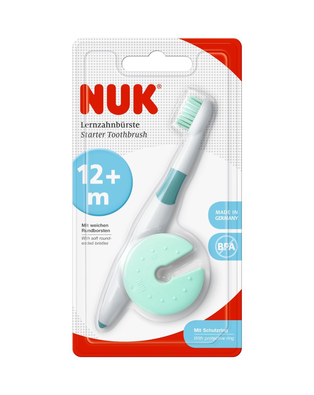 Nuk οδοντόβουρτσα ανατομική με προστατευτικό δακτύλιο starter 12m+ 10256207 - Nuk