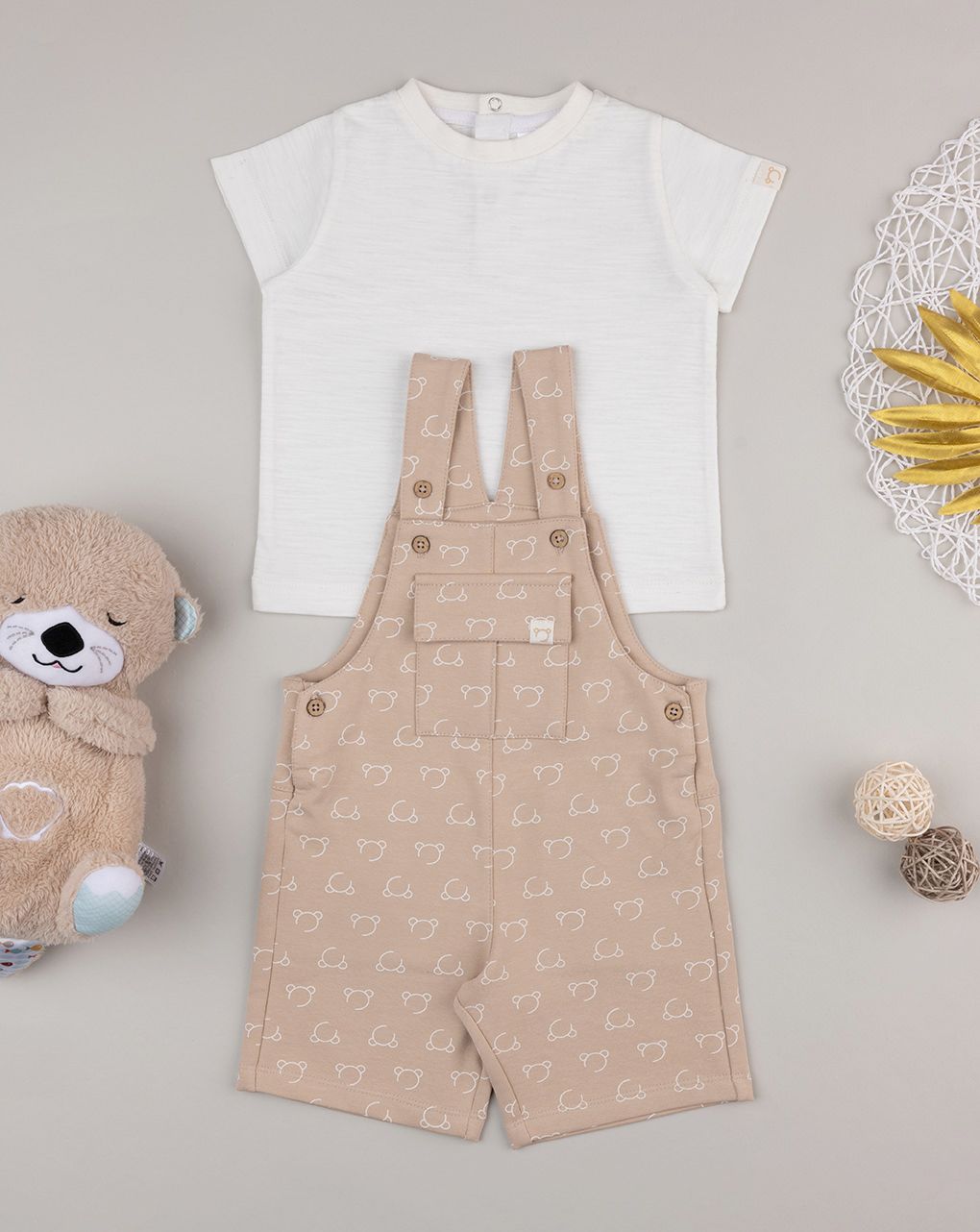 βρεφικό σετ t-shirt και σαλοπέτα teddies για αγόρι