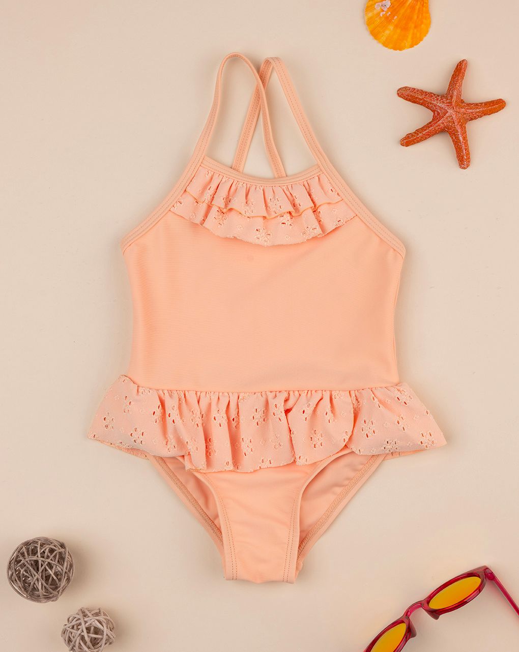 βρεφικό ολόσωμο μαγιό πορτοκαλί sangallo για κορίτσι