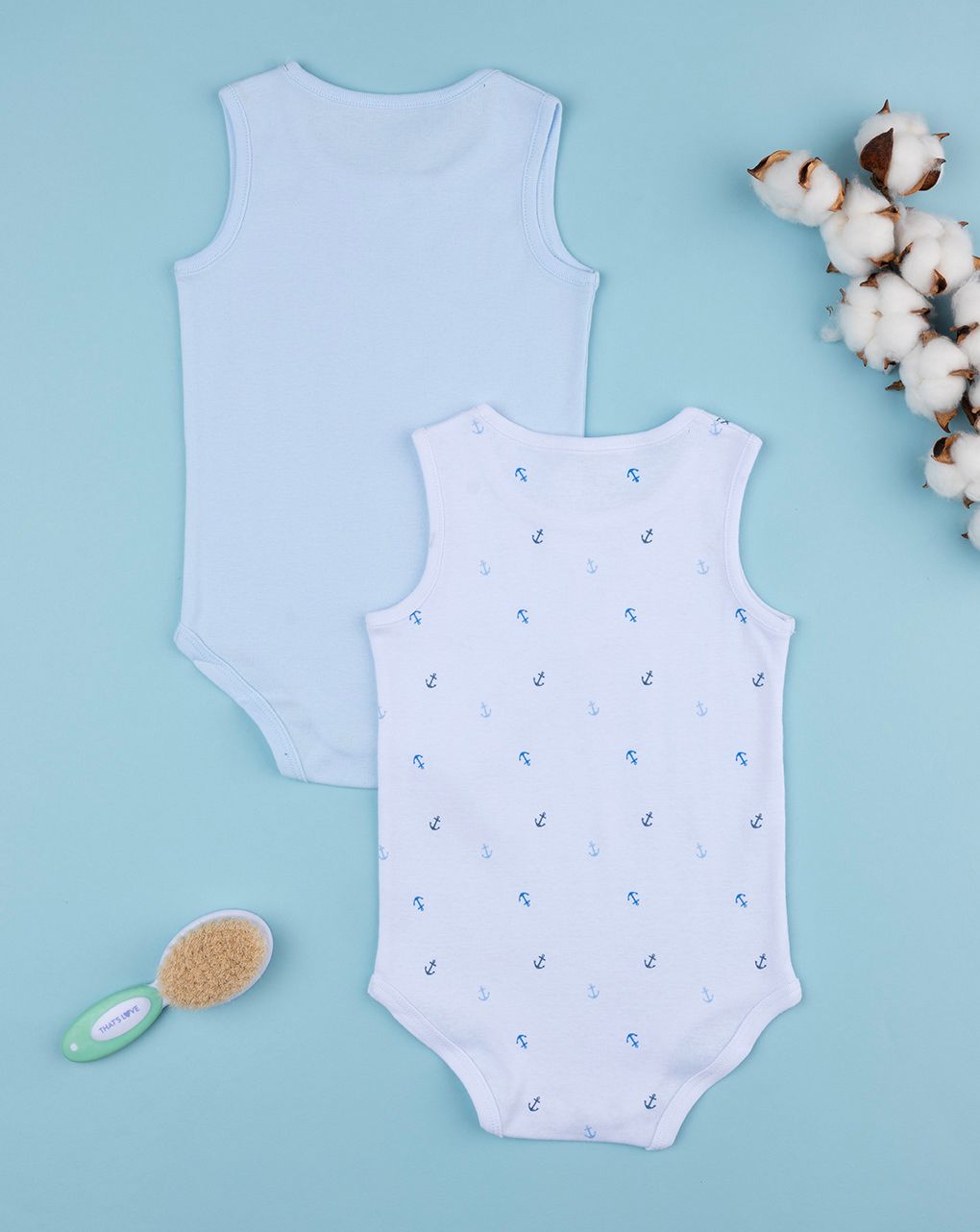 βρεφικά κορμάκια αμάνικα με άγκυρες πακέτο x2 για αγόρι - Prénatal