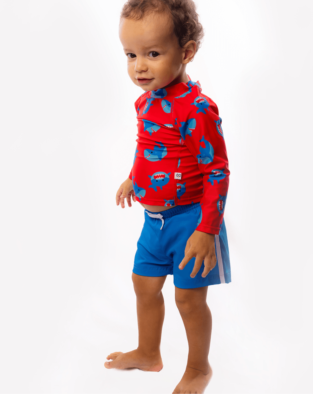 Zoocchini σετ uv μαγιό σορτς και μπλούζα sherman the shark 6 μηνών - 4 ετών zoo16403 - Zoocchini
