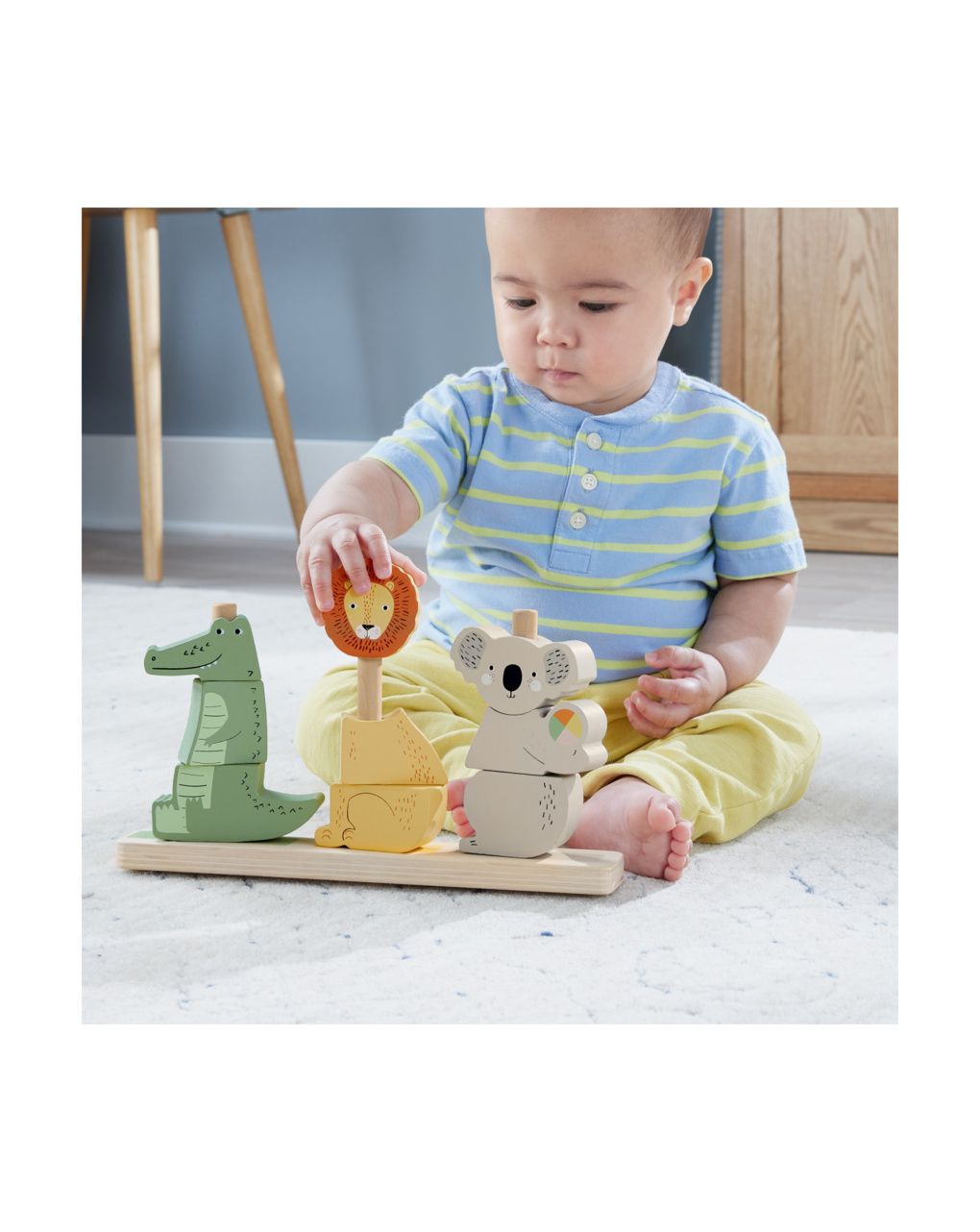 Mattel fisher-price wooden stack & sort animals ξύλινα ζωάκια hxv04 - Fisher-Price